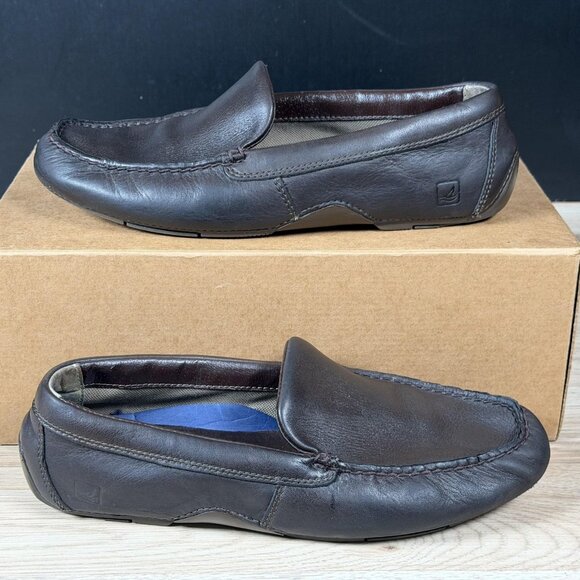 Sperry Top-Sider Shoes Mens Size 10 Brown Leather Driving Moc Loafers Slip On - Picture 1 of 8